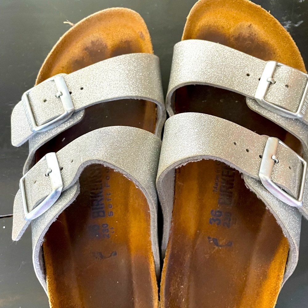 Birkenstock soft footbed, size 36, silver, great condition
